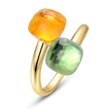 Candy Colored Gem Ring Female S925 Silver Gold Plated Diamond Open Finger Ring Light Luxury Personality Fashion_voghion.com
