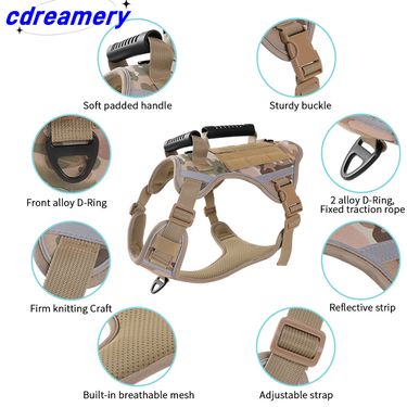 1count Tactical Dog Harness Vest For Large Medium Dogs Reflective No Pull Adjustable Pet Harness Walking Training Running Easy Control_voghion.com