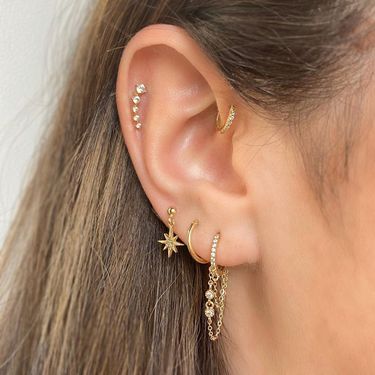 INS style romantic star and moon series zircon butterfly earrings moon universe single earring bone clip earrings jewelry set_voghion.com