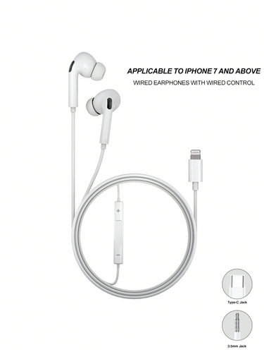 Premium In-Ear Headphones With Lightning/Type C/3.5mm Plugs: Control Music, Calls And Volume With The Built-in Remote - Compatible With Samsung_voghion.com