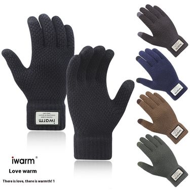 Iwarm Love Men's Women's Knitted Touch Screen For Winter Outdoor Cold Protection And Warmth With Velvet Jacquard Gloves_voghion.com
