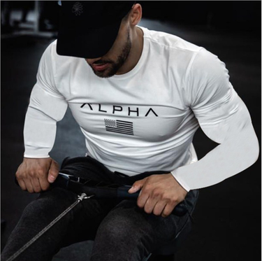 Autumn Muscle Fitness Partner Men's Long Sleeve Running Fitness Long Sleeve Men's Stretch Slim Fit_voghion.com