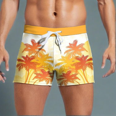 Men’s Clothing New Fashion Coconut Tree Print Men's Boxer Beach Swimming Trunks_voghion.com