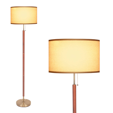 HonoDing Floor Lamp, Drum Shade Tall Lamp With Walnut Wood Finish, Great Living Room Décor, Mid-Century Floor Lamp For Living Rooms & Offices_voghion.com