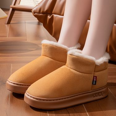 Unisex Winter Fleece Slippers – Outdoor Snow Boots With EVA Sole, Warm & Comfortable For Men & Women (Black/Beige/Khaki, Sizes 36-45)_voghion.com