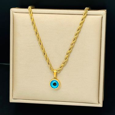 "Elegant Evil Eye Blue Amulet Necklace | Titanium Steel Luxury Finish | Anti-Tarnish | Protective Fashion Jewelry | Statement Piece For Women"_voghion.com