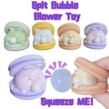 Spit Bubbles Stress Relief Toy Macarons Bubble Squeeze Toys Squishy Hamburger Fidget Toys For Birthday Or Office Gift_voghion.com