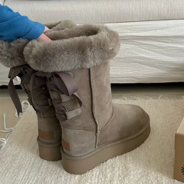 Henan Sangpo Sheepskin High Tube Ribbon Accessories Curly Snow Boots Basic Versatile Autumn Winter Warm_voghion.com