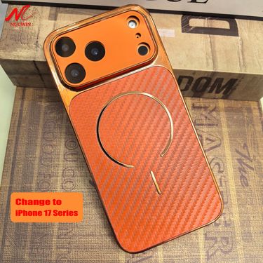 Luxury Carbon Fiber Magnetic Magsafe Soft Bumper Case For IPhone 17 16 15 14 13 Pro Max Air Plus Large Window Protection Cover_voghion.com