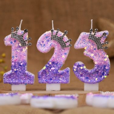 New Birthday Special Creative Number Crown Princess Cake Decoration Candle_voghion.com