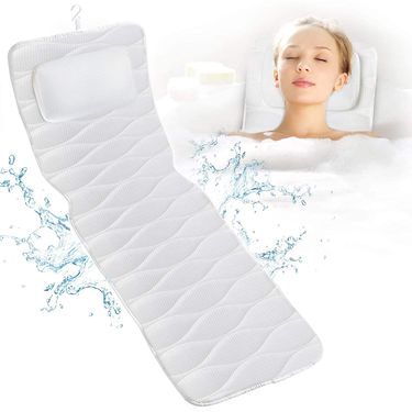 【TÜV Certified】5D AirMesh Bathtub Pillow Mat|21 Super-Suction Cups, 100% Non-Slip|Full Body Spa Cushion With Neck Support|Quick Dry, Machine Washable_voghion.com