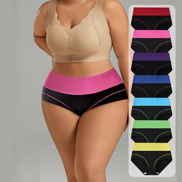 Underwear & Sleepwears Fashion Contrast Color Underwear Briefs High Waist Large Size Loose Underwear Briefs_voghion.com