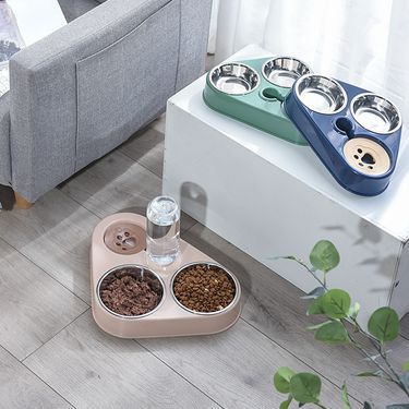 Dog Double Automatic Pet Stainless Steel Feeder Water Dispenser Basin Dog Bowl Cat Supplies_voghion.com