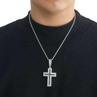 Men’s Jewelry Set Fashion Hip Hop Retro Pendant Micro Inlaid Zircon Black Personality Trendy Men's Hip Hop Pendant Necklace_voghion.com