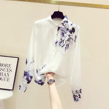 Women's Clothing silk ink printed shirt, high end, fashionable and stylish chiffon long sleeved top, early autumn design_voghion.com
