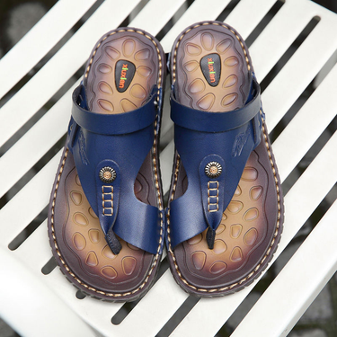Summer casual beach shoes, anti slip Korean version, trendy leather sandals, flip flops, sandals for men's dual use,_voghion.com