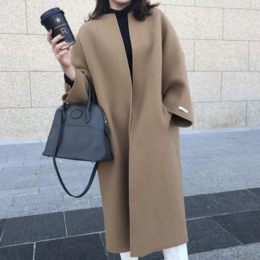 Women's clothing 2024 autumn and winter new coat, feminine temperament, commuting solid color, Korean version, straight_voghion.com