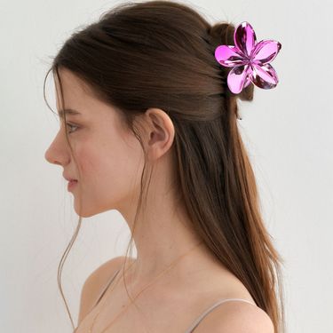 Summer Vacation Electroplated Plumeria Claw Clip - Unique Gradient Floral Back-of-Head Updo Shark Clip Fashion Accessory_voghion.com