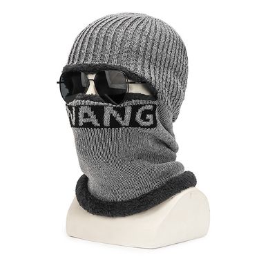 Winter WANG Letter Cycling One-piece Hat With Fleece For Cold Protection Ear And Face Protection One-piece Knitted Hat Scarf And Yarn Hat_voghion.com