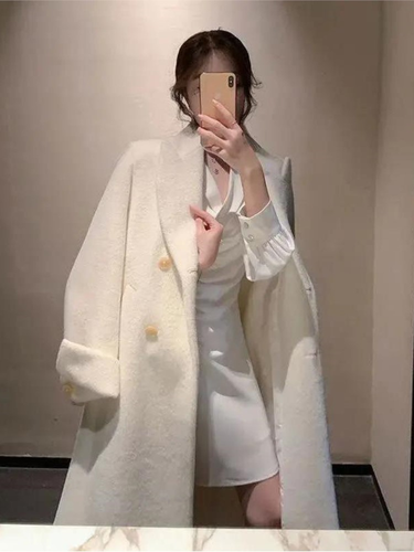 2023 Winter New Woolen Woolen Waist Coat Women's Over-the-knee High-quality Temperament Mid-length Woolen Coat_voghion.com