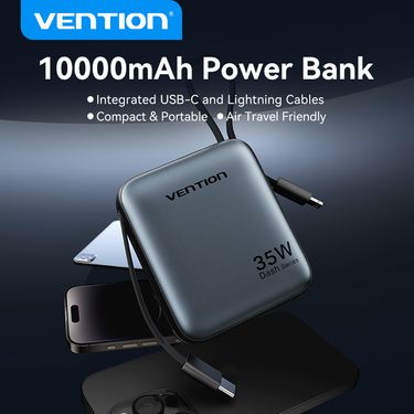 Vention 10000mAH Power Bank Fast Charging PD 35W Portable Mini Powerbank For IPhone 17 16 15 Xiaomi External Battery_voghion.com