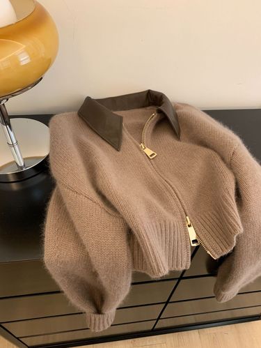 Women's Clothing Real shot knitted cardigan sweater jacket women's autumn clothing autumn and winter outer wear new style hot selling loose zipper top_voghion.com