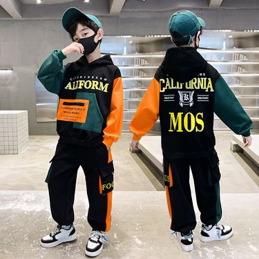 Children's clothing, sports set, spring autumn 2023, new children's middle-aged and handsome boys' casual two-piece set_voghion.com