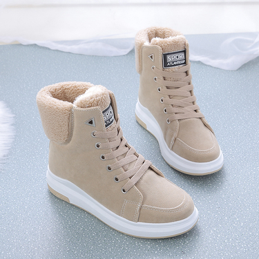 Women's Shoes Thick soled large size snow boots for women winter new women's suede casual high top snow cotton boots_voghion.com