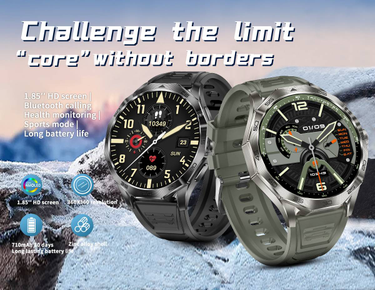 Byteuni Outdoor Smart Watch Heart Rate Blood Oxygen Blood Pressure 1.85'' HD Screen 710mAh Battery 100+ Sport Mode Voice Assistant IP67 Waterproof _mkmklike.com