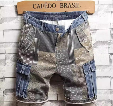 Men's Clothing Summer Thin Style Trendy Printed Loose Personality Five Point Pants Trendy Brand Men's Shorts Overalls_voghion.com