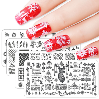 8pcs/Set Nail Art Stamping Plates Silicone Stamper Scaper Stamping Printing Brush Polish Nail Templates For DIY Manicure Tools_mkmklike.com