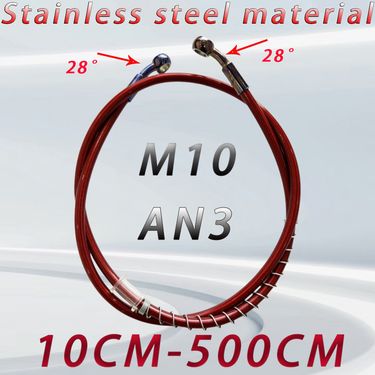 Red AN3 motorcycle universal hydraulic oil pipe 10CM-500CM brake hose titanium joint length can be customized_ecoleips.com
