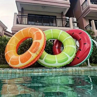 1pc Fruit Pool Float Watermelon Kiwi Orange Lemon Swim Ring 27.5 "- Inflatable Tube Float Toy (PVC Thickened)_viptrois.com
