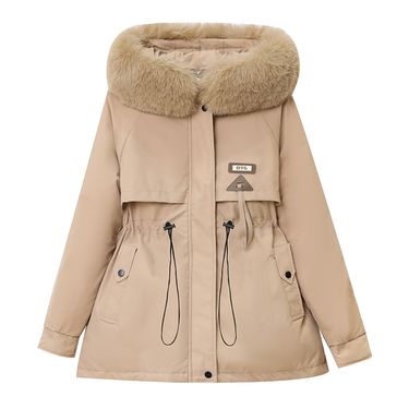 Women's Clothing new style waist slimming hooded large fur collar warm cotton coat_ecoleips.com