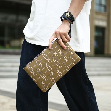 Men's ClutchBag Wrist Bag Fashionable Letter Print Business Men's Bag Trend Texture Lightweight Handbag Large Capacity Commuter Handbag_voghion.com