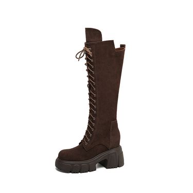 Cowhide Motorcycle Women, Autumn And Winter Slimming 10xm Height Increasing Thick Sole Long Boots, New High Tube Slim_voghion.com