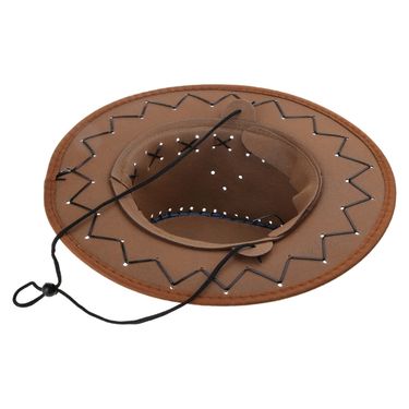 Fashion 652F Simple Unisex Kids Fashionable Suede Western Cowboy Cosplay Hat_voghion.com