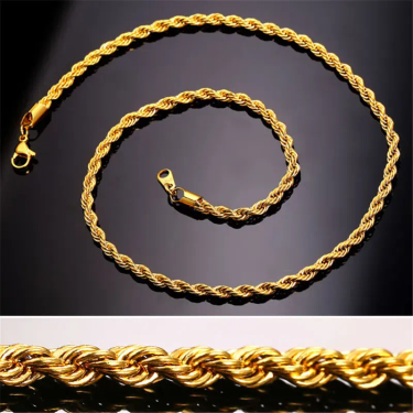 Gold Chains Fashion Stainless Steel Hip Hop Jewelry Rope Chain Mens Necklace NMJQ_voghion.com