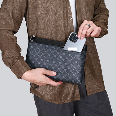 ClutchBag Wrist Hand Grip High-end Business Men's Bag Fashion Printed Pu Large Capacity Commuter Leisure Handbag_voghion.com