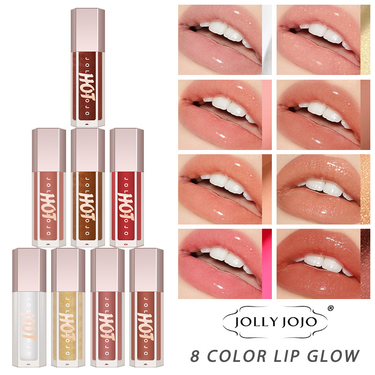 JOJO eight-color transparent lip gloss water-gloss mirror lip glaze moisturizing lipstick makeup wholesale_voghion.com
