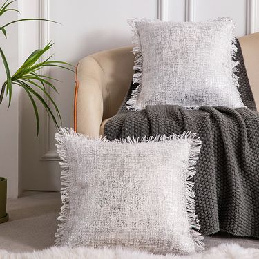 Home Textile Tassel Edge Simple Versatile Pillow Cover Home Sofa Living Room Cushion Cover Does Not Contain Core_voghion.com