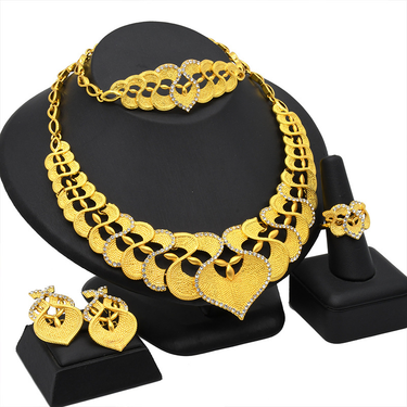 Gold-plated necklace, bracelet, earrings set for brides_voghion.com