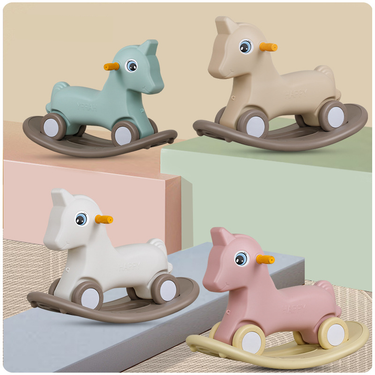 Mother & Kids Rocking Horse Children's Riding Baby Two In One Baby Toy Sliding Wooden Horse Rocking Car_voghion.com