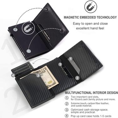 RFID Automatic Pop-up Card Holder Ultra-thin Credit Card Wallet Money Clip Multi-Slots Wallet For Men_voghion.com
