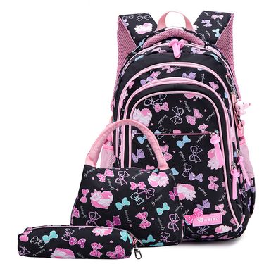 Student school bag three-piece set fashion printed backpack cute large capacity backpack_voghion.com