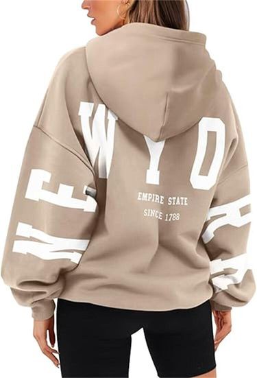 Women's Clothing Cross Border Fashion Printing Thickened Versatile Long Sleeve Loose Hooded Sweater Women_voghion.com