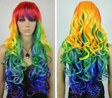 New Ladies Wig Long Curly Multi-colour Women's Wig Hair Cosplay Party Wig_viptrois.com