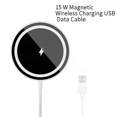 Wireless Charger 15W Fast Charging For IPhone 12/13, Magnetic Wireless Charger Pad With Type-C Port, QC3.0 Compatible (Black/White)_voghion.com