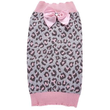 Pink Leopard Bow Pet Sweater 2018 Autumn and Winter New Pet Clothes Teddy Clothes Dog Clothes_voghion.com