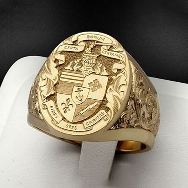 Crown Lion Shield Badge Color Royal Seal Men's Ring_voghion.com